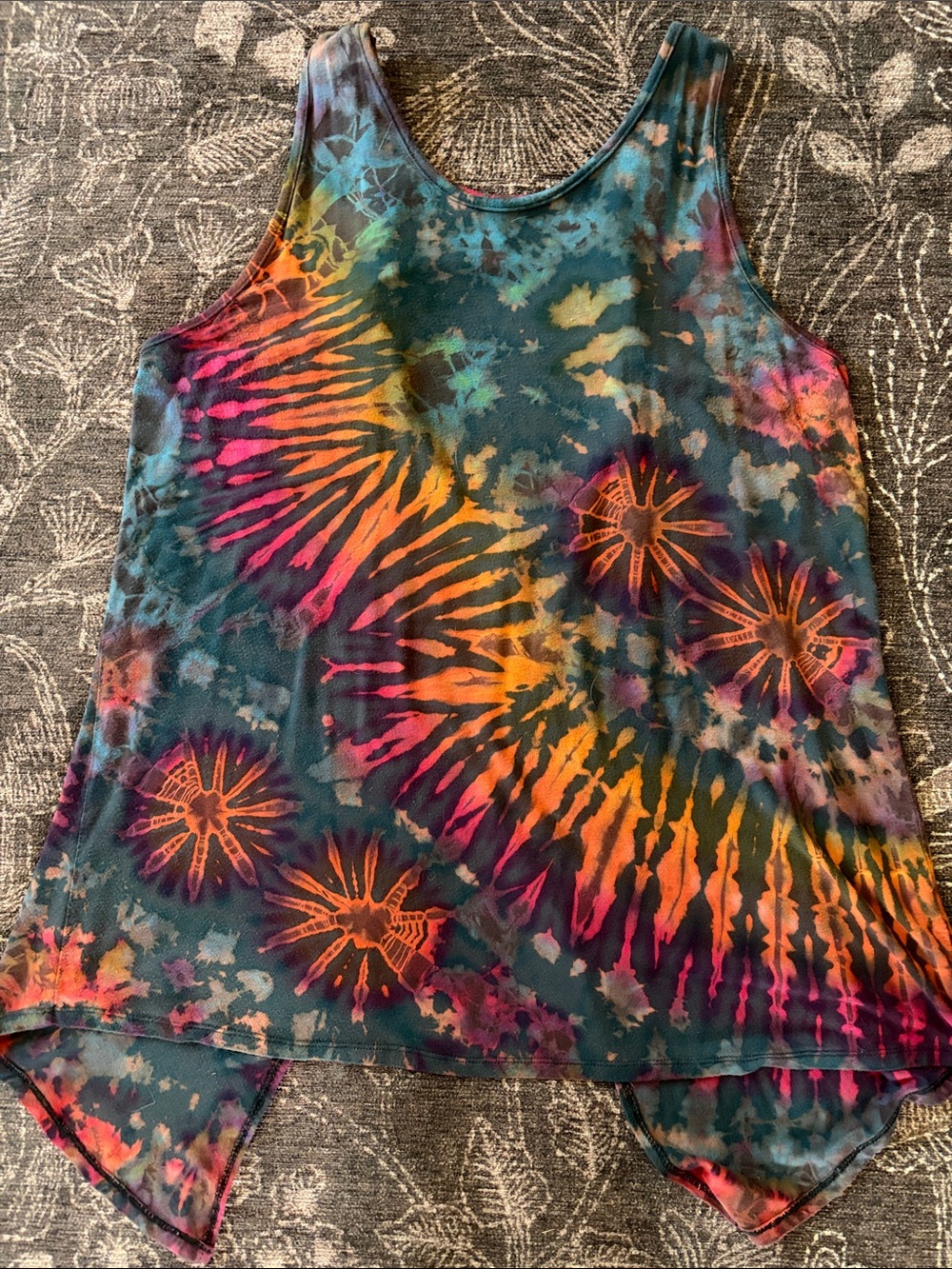 Kathmandu Tie-Dye Tank Top in Teal, Orange, Pink
